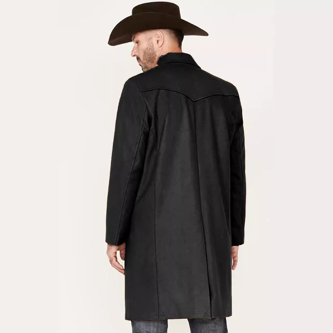Herren eleganter Langmantel im klassischen Western-Stil mit hochwertigen Details EB