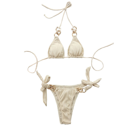 Damen Triangel-Bikini mit Ketten-Details EB