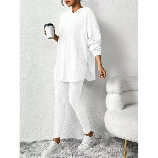 Damen Bequemes Lounge-Set mit Kapuze und schmalen Hosen EB