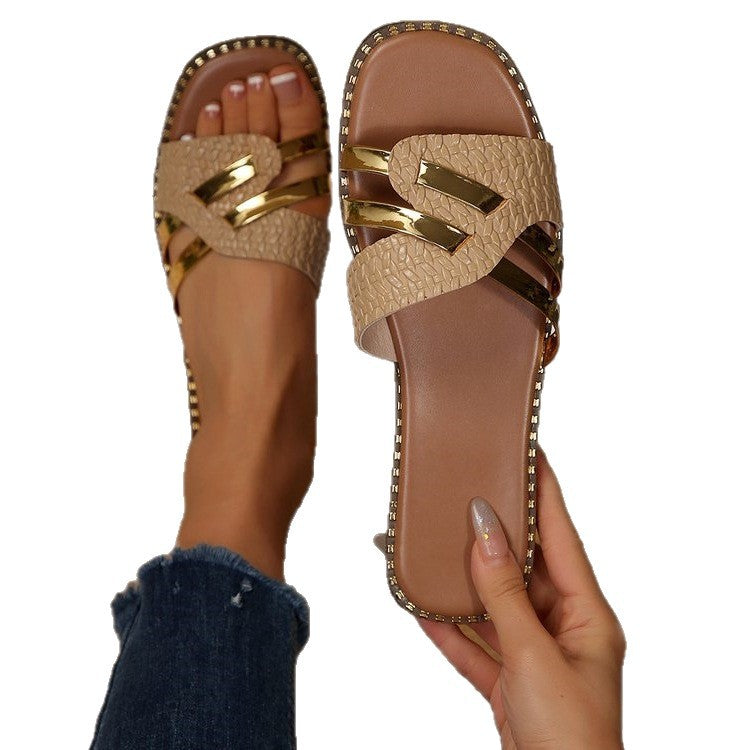 Damen Riemchen-Sandalen mit geflochtenem Design und funkelnden Akzenten EB