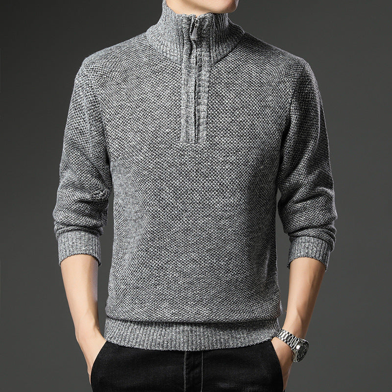 Herren modischer Pullover mit halb hochschließendem Reißverschluss und strukturiertem Design EB