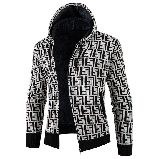 Herren Strickjacke mit modernem Zopfmuster und kuscheligem Innenfutter EB