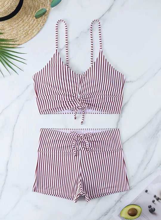 Damen Bikini mit floralem Rüschendesign und verstellbaren Trägern EB