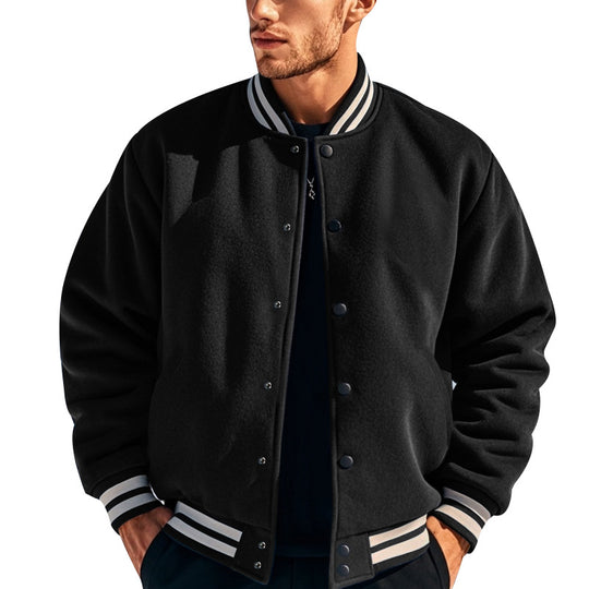 Herren nan schlanke Collegejacke im Collegestil mit Druckknopfleiste und kontrastierenden Rippbündchen EB