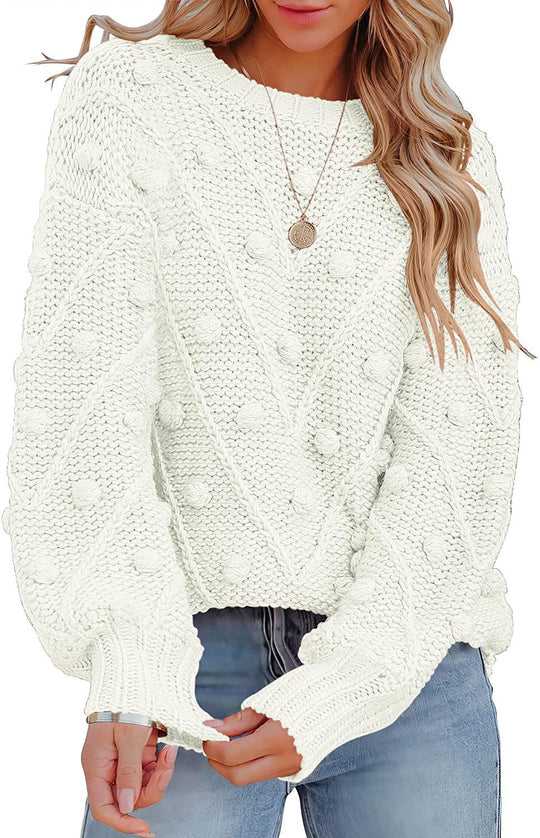 Damen stylischer Strickpullover mit strukturiertem 3D-Muster EB