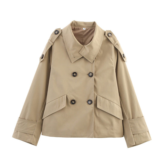 Damen modische Übergangsjacke mit doppelter Knopfleiste und praktischen Taschen EB