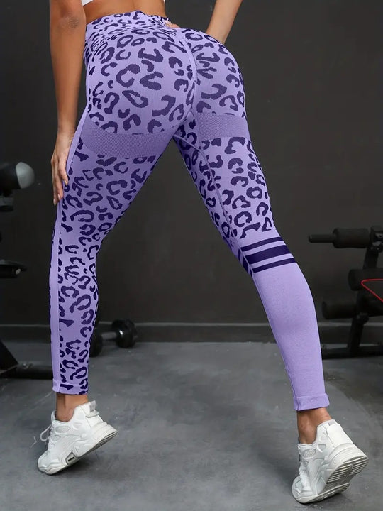 Damen Sportleggings mit Tiermuster und hohem Taillenschnitt EB