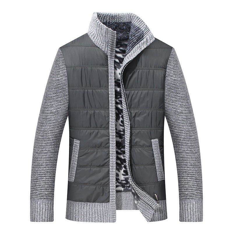 Herren gesteppte Übergangsjacke mit Strickärmeln und hohem Kragen EB