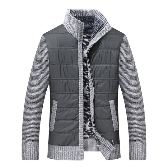 Herren gesteppte Übergangsjacke mit Strickärmeln und hohem Kragen EB