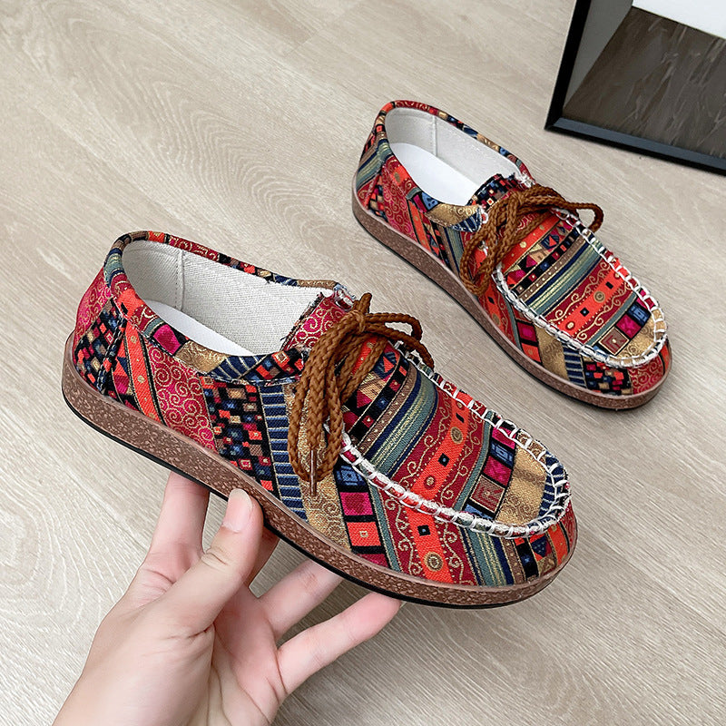 Damen Trendige Mokassins mit buntem Muster EB