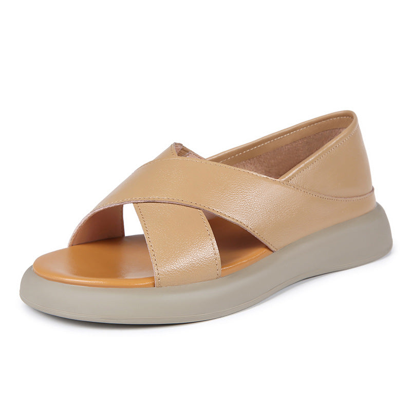 Damen komfortable Sandalen mit modernem Querriemen und rutschfester Sohle EB