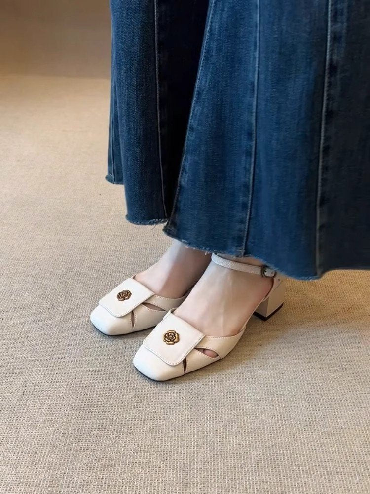 Damen elegante Riemchen-Pumps mit modischer Schnallenverzierung und komfortablem Blockabsatz EB