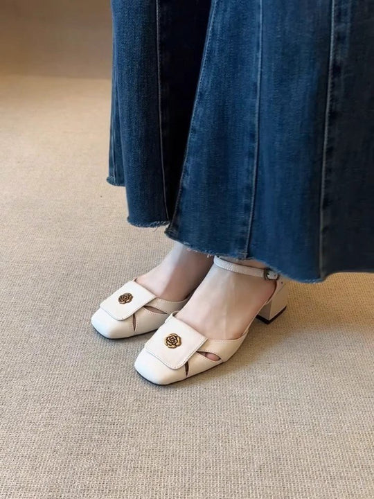 Damen elegante Riemchen-Pumps mit modischer Schnallenverzierung und komfortablem Blockabsatz EB