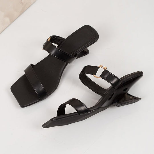 Damen elegante Slingback-Sandalen mit zierlichen Riemen und Blockabsatz EB