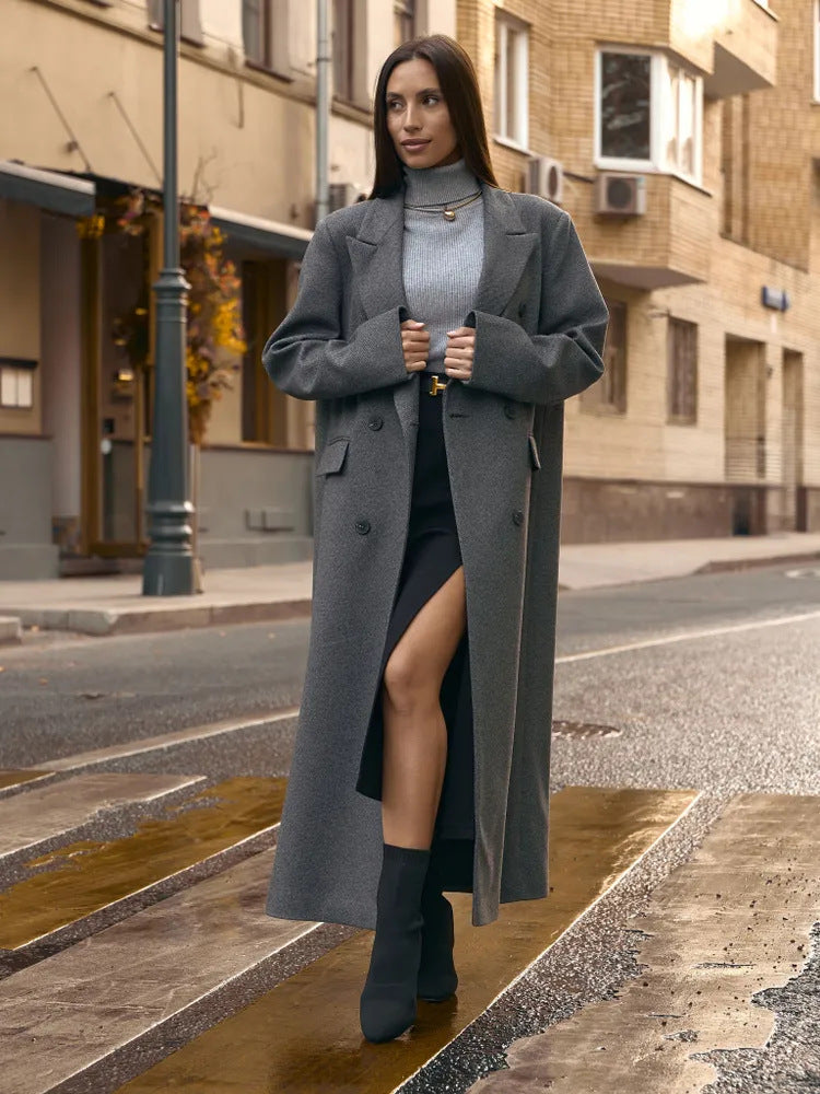 Damen Eleganter Doppelreiher-Mantel mit strukturierten Details EB