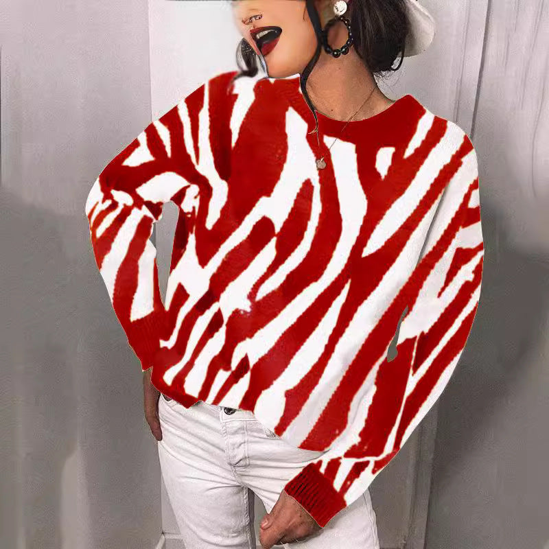 Damen Strickpullover mit modernem Streifenmuster und lässigem Schnitt EB