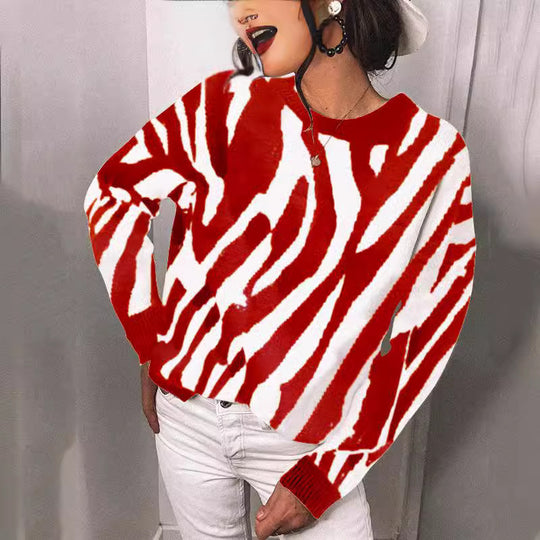 Damen Strickpullover mit modernem Streifenmuster und lässigem Schnitt EB