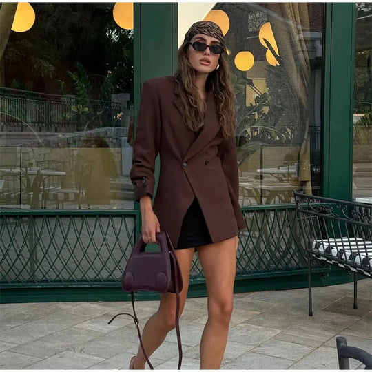 Damen Modischer Blazer mit doppelter Knopfleiste und tailliertem Schnitt EB