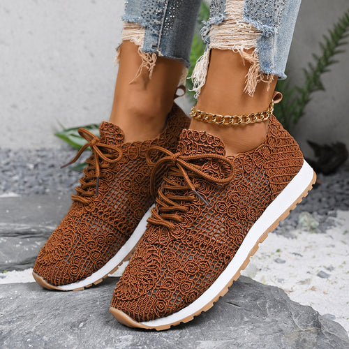 Damen Atmungsaktive Freizeitsneaker mit floralem Netzdesign EB