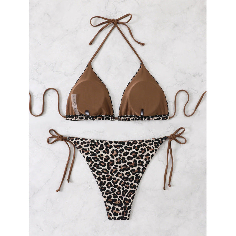 Damen Triangel-Bikini mit verspieltem Leopardenmuster EB