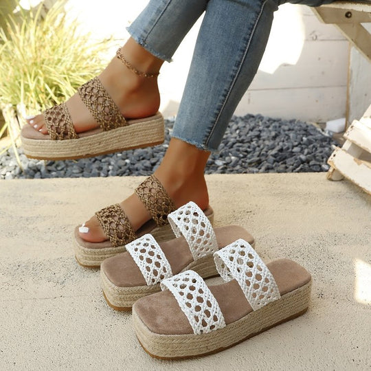 Damen Komfortable und geflochtene Wedge-Sandalen EB