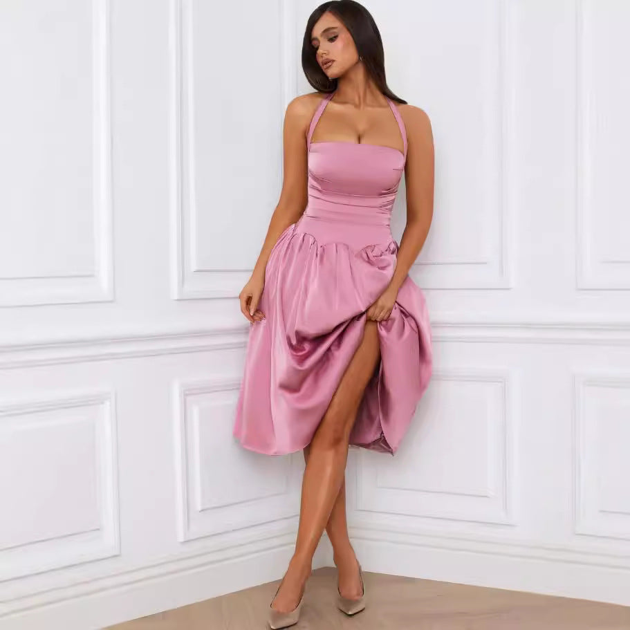 Damen Elegantes Cocktailkleid mit atmungsaktivem Obermaterial und verführerischem Schlitz EB