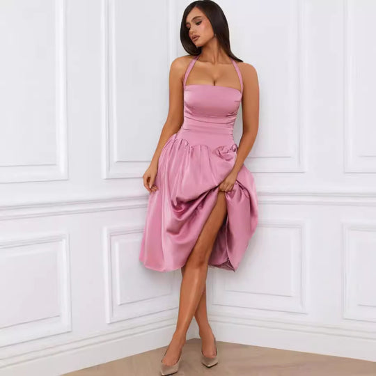 Damen Elegantes Cocktailkleid mit atmungsaktivem Obermaterial und verführerischem Schlitz EB