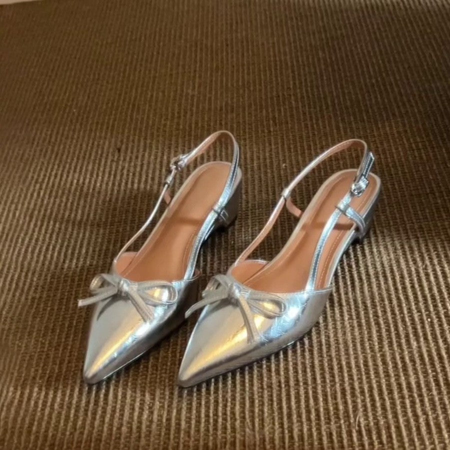 Damen elegante Slingback-Pumps mit dekorativem Schleifenakzent EB