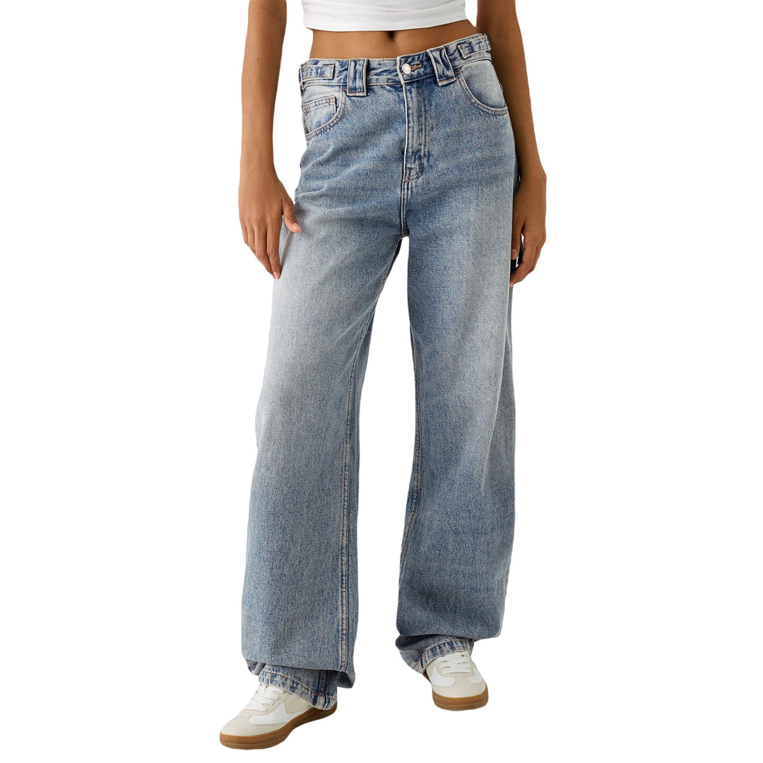 Damen weite High-Waist Jeans mit elegantem Schnitt und lässigem Design EB