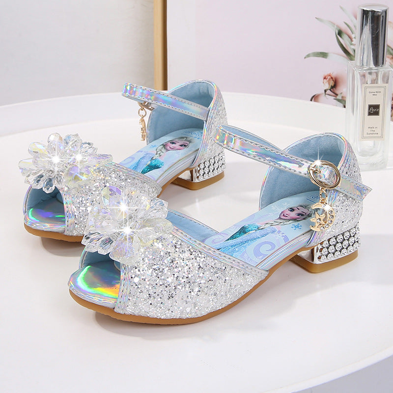 Mädchen Ballerinas mit funkelnden Akzenten und Blumenapplikation EB