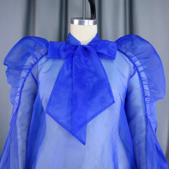 Damen elegantes Oberteil mit voluminösen Rüschenärmeln EB