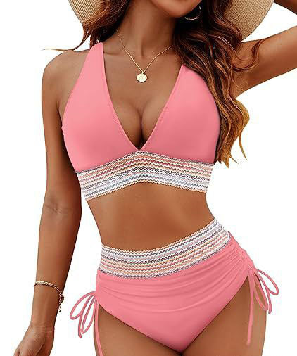 Damen Hochtailliertes Bikini-Set mit verstellbaren Trägern EB