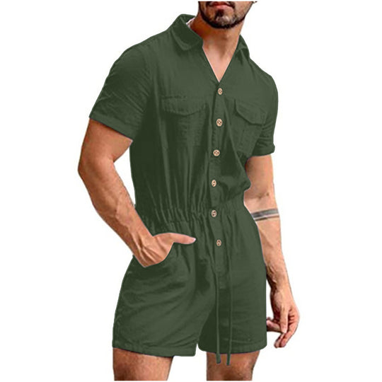 Herren Kurzoverall mit lebhaftem Blumenmuster R&B