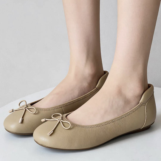 Damen Ballerinas mit modischem Schleifen-Detail und hochwertiger Lederoberfläche EB