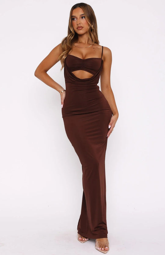 Damen Elegantes Cut-Out Maxikleid EB