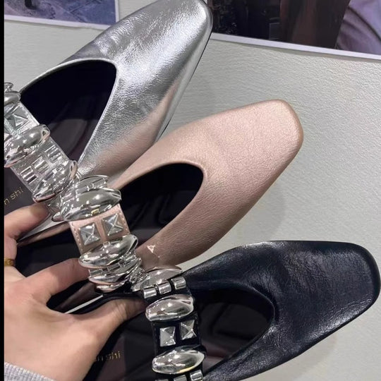 Damen elegante Slipper mit dekorativem Schmuckdetail EB