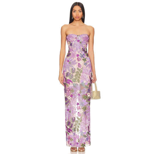 Damen Schickes Abendkleid mit floralem Design und figurbetonter Silhouette EB