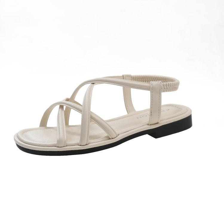 Damen Riemensandalen mit flexiblem Gummizug und geschlungenem Design EB
