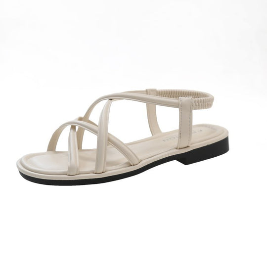 Damen Riemensandalen mit flexiblem Gummizug und geschlungenem Design EB
