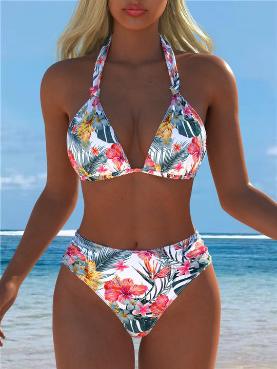 Damen Triangel-Bikini mit hohem Bund und patriotischem Sternen-Muster EB