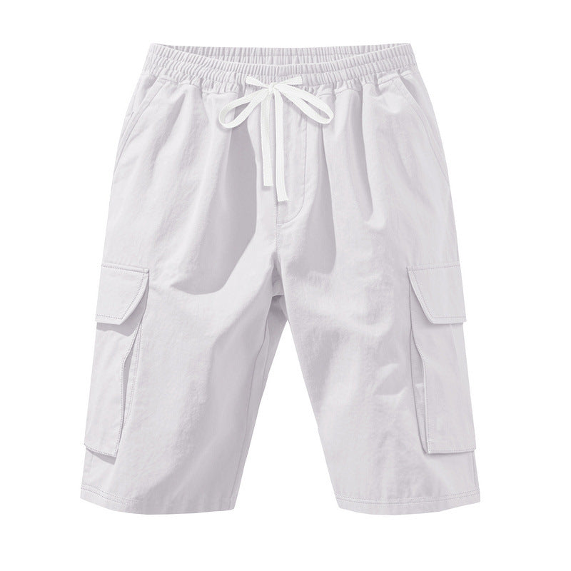 Herren nan knielange Utility-Shorts aus leichtem Baumwollmix mit elastischem Tunnelzugbund und aufgesetzten Klappentaschen EB