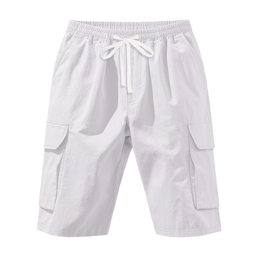 Herren nan knielange Utility-Shorts aus leichtem Baumwollmix mit elastischem Tunnelzugbund und aufgesetzten Klappentaschen EB
