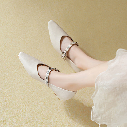 Damen Elegante Ballerinas mit verziertem Riemen EB