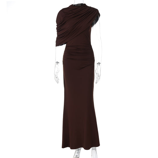 Damen Elegantes Maxi-Kleid mit drapiertem Oberteil EB