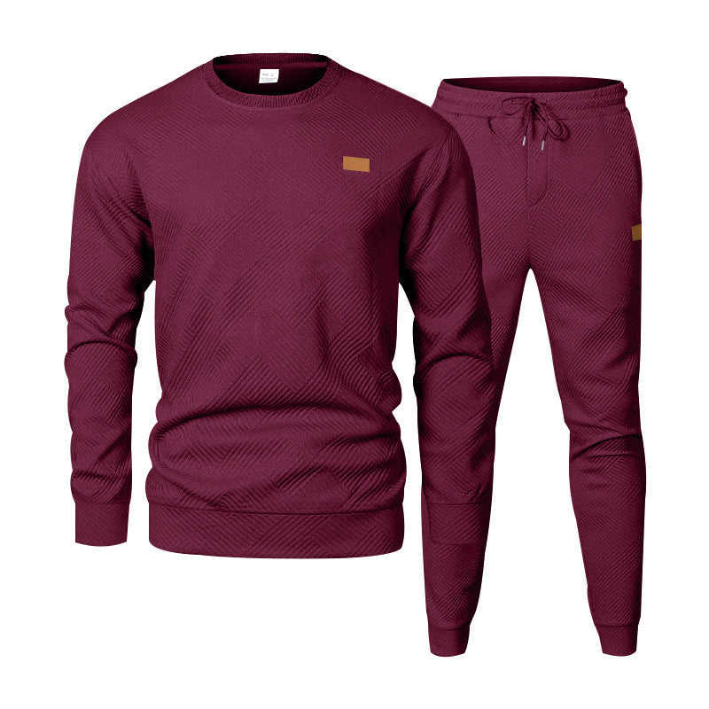 Herren Feinstrukturiertes Lounge-Set mit Rundhals-Pullover & schmaler Jogginghose EB