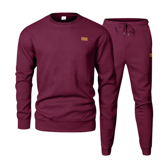 Herren Feinstrukturiertes Lounge-Set mit Rundhals-Pullover & schmaler Jogginghose EB