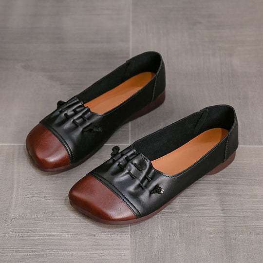 Damen Ballerinas mit modischem Leder-Design und Komfortsohle EB