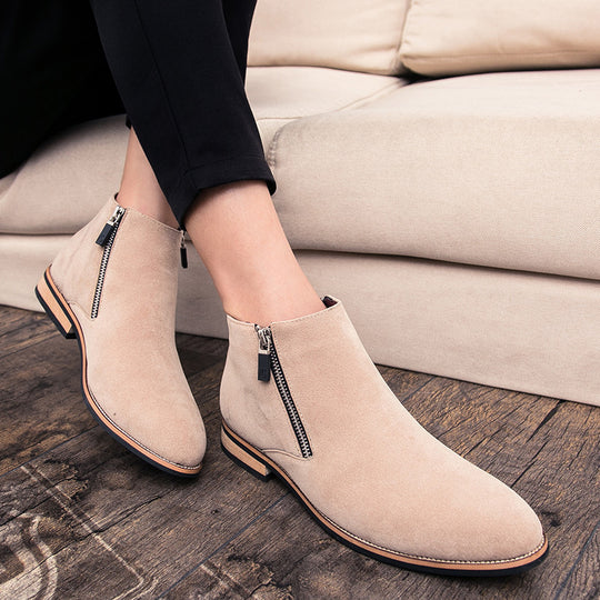 Damen Modische Ankle Boots aus Wildleder mit Reißverschluss EB