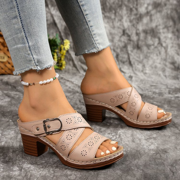 Damen Komfortable Wedge-Sandalen mit verstellbarem Riemendesign EB