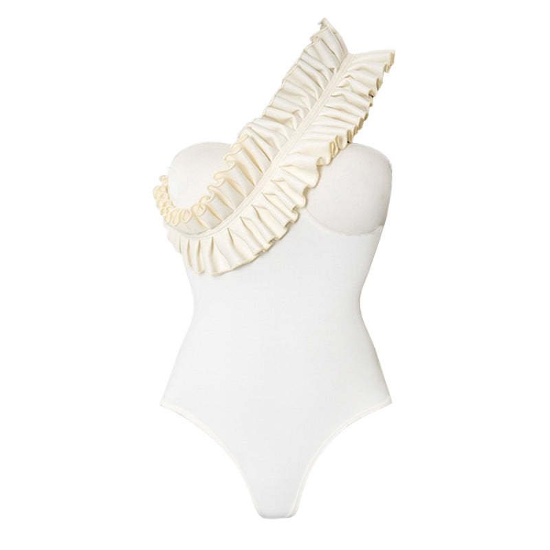Damen Badeanzug mit asymmetrischem Volant-Design EB